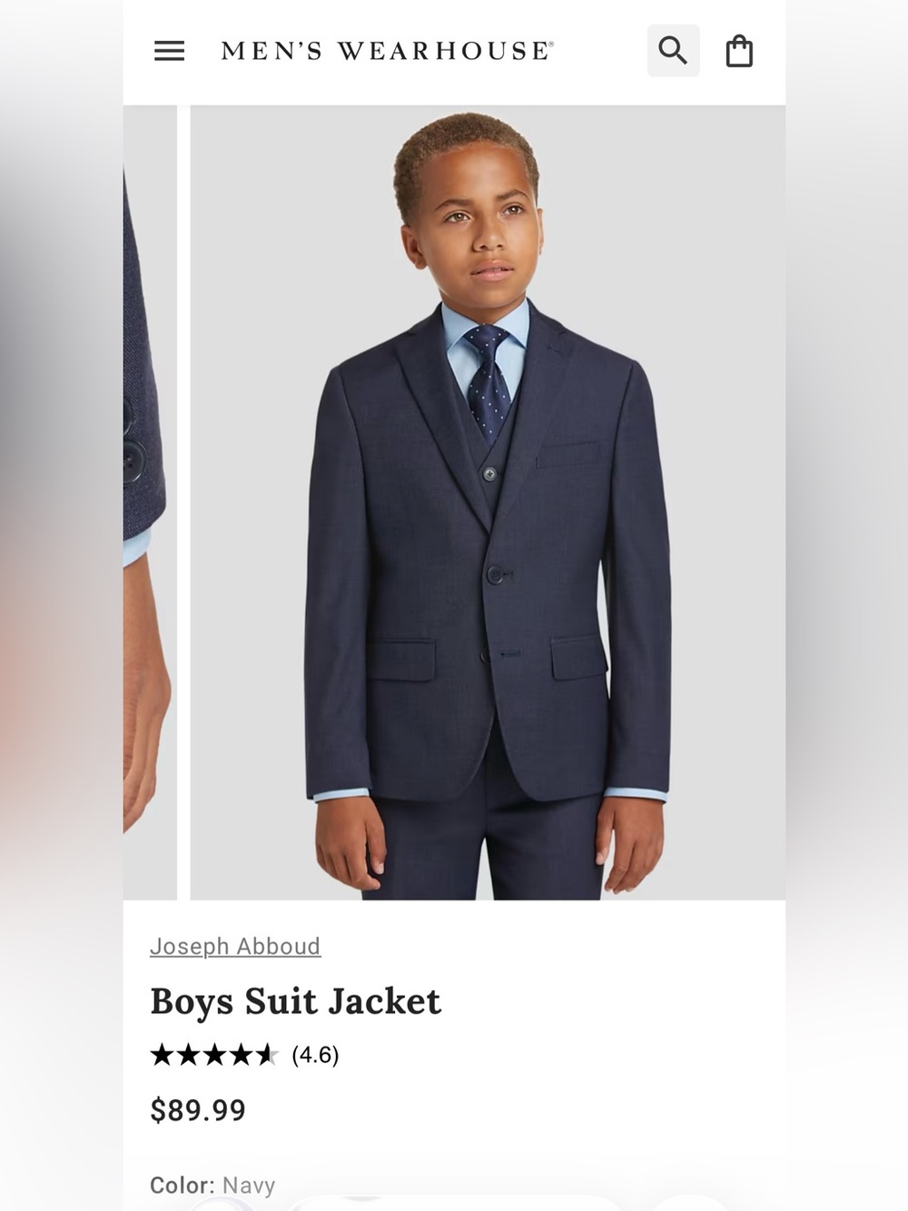 Joseph Abboud Navy Boys Two-Button Suit Jacket
